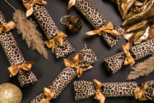 Load image into Gallery viewer, Best Christmas crackers in leopard print with gold ribbon
