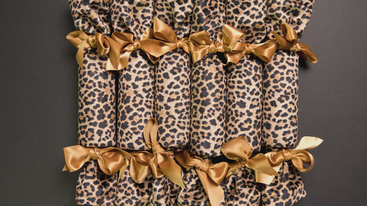 Luxury reusable Christmas crackers in leopard print